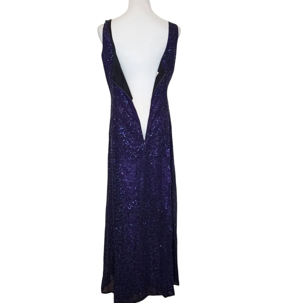 Reggio dress gown beaded purple maxi colorful rhinestone covered fabric - Picture 7 of 15
